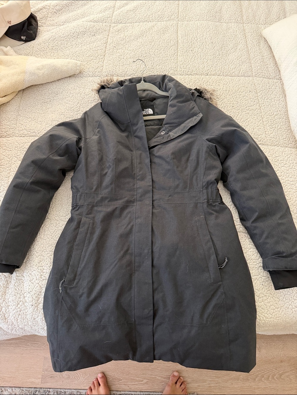 The North Face Women's Black Hooded Insulated Parka with Faux-Fur Trim